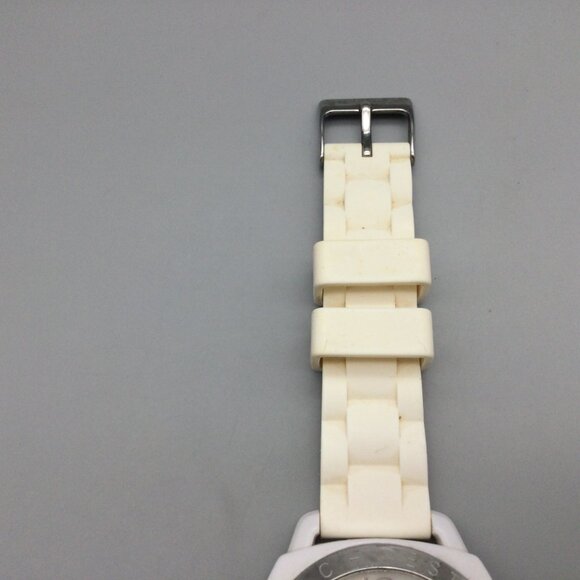 Coach Watch Women 42mm Silver Tone Logo Dial White Band New Battery main image 5